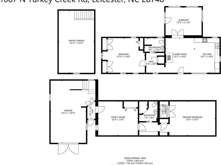 1087 Turkey Creek Road, Leicester, NC 28748.  MLS# CAR4358676, YatesRealty ID 7371. Floor plan