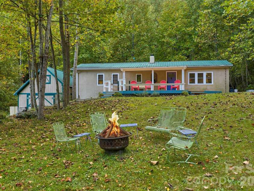 1087 Turkey Creek Road, Leicester, NC 28748.  MLS# CAR4358676, YatesRealty ID 7371. Lovely fire pit area on the lawn