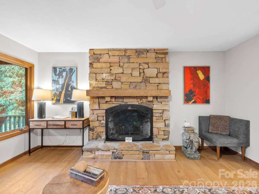581 Hubbard Hollow Road, Rosman, NC 28772.  MLS# CAR4341055, YatesRealty ID 7449. Rock Fireplace