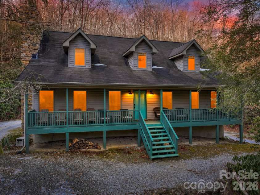 581 Hubbard Hollow Road, Rosman, NC 28772.  MLS# CAR4341055, YatesRealty ID 7449. Twilight Elevation