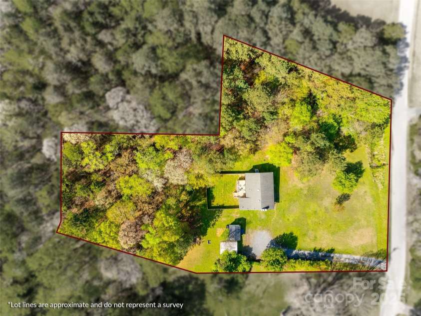 1849 Harris Road, Fort Mill, SC 29708.  MLS# CAR4241531, YatesRealty ID 7458. Approximate shape of lot (2.437 acres)