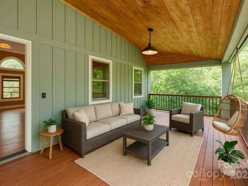 6 Sunrise Valley, Leicester, NC 28748.  MLS# CAR4283211, YatesRealty ID 7475. Front Porch