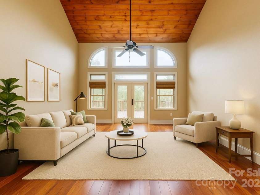6 Sunrise Valley, Leicester, NC 28748.  MLS# CAR4283211, YatesRealty ID 7475. Living Room looking at Mountain View