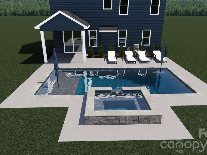 5080 McLaughlin Loop, Waxhaw, NC 28173.  MLS# CAR4349014, YatesRealty ID 7598. Rendering of potential pool on homesite 89
