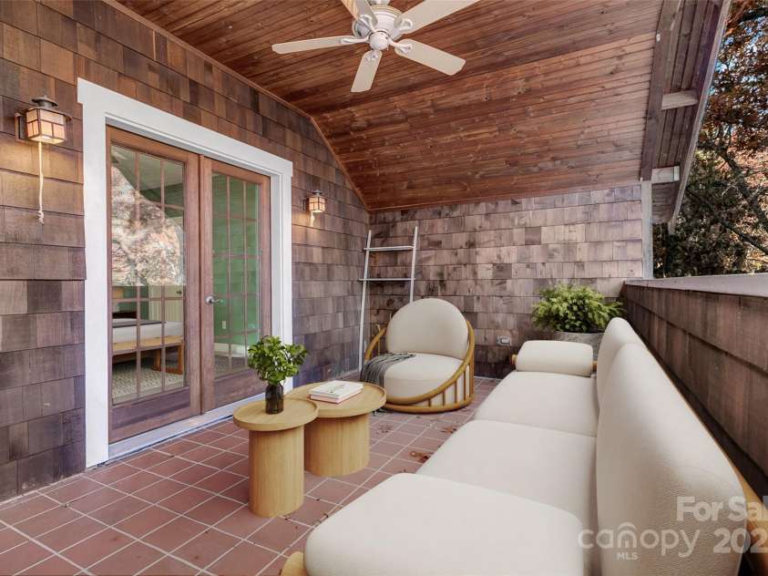 241 Fern Way, Black Mountain, NC 28711.  MLS# CAR4196971, YatesRealty ID 7601. Covered balcony off the Primary bedroom
