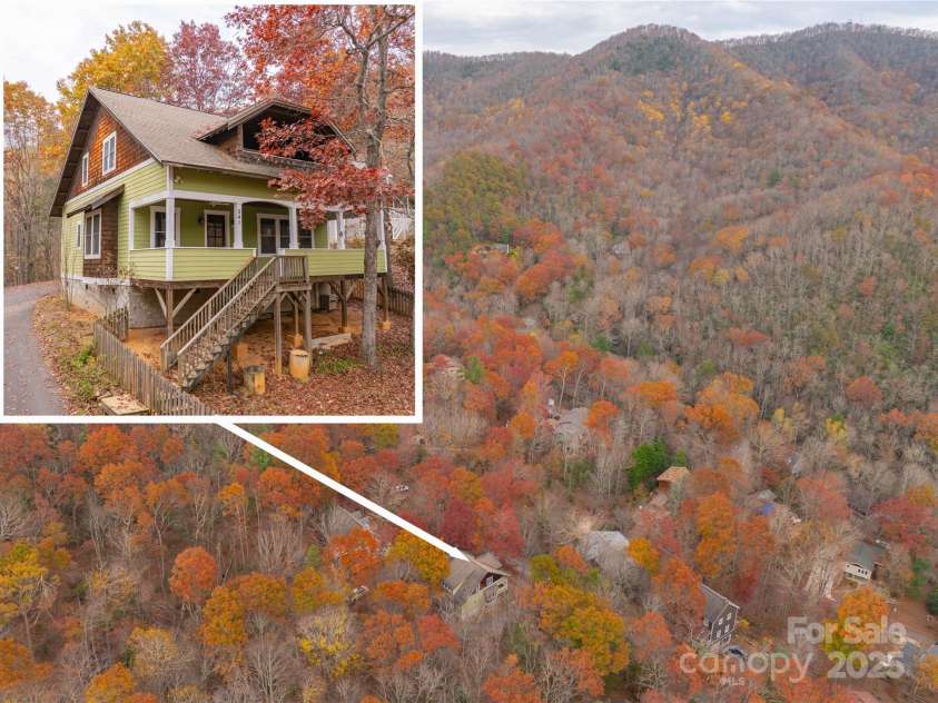 241 Fern Way, Black Mountain, NC 28711.  MLS# CAR4196971, YatesRealty ID 7601. View from above showing the beautiful mountains surrounding this home.