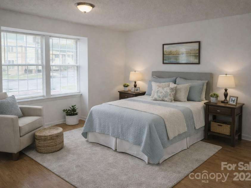 1614-H Arlyn Circle, Charlotte, NC 28213.  MLS# CAR4311725, YatesRealty ID 761. AI staged bedroom