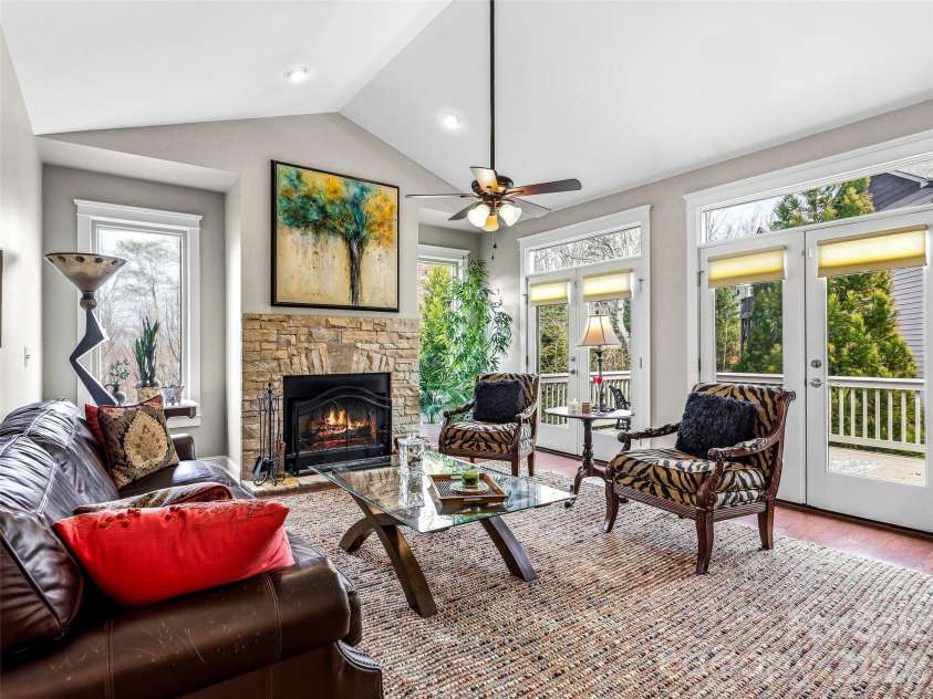 70 Greenwells Glory Drive, Biltmore Lake, NC 28715.  MLS# CAR4353644, YatesRealty ID 7618. Vaulted great room with fireplace 