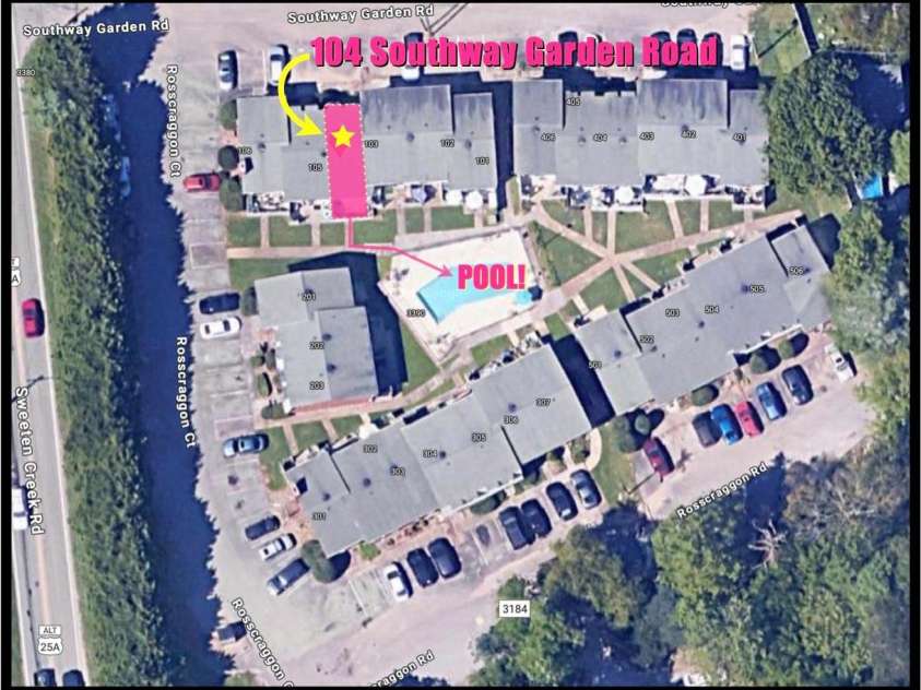 104 Southway Garden Road, Arden, NC 28704.  MLS# CAR4210833, YatesRealty ID 7669. Aerial