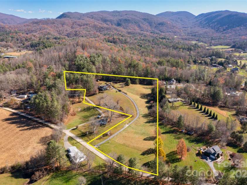 1025 Upper Brush Creek Road, Fairview, NC 28730.  MLS# CAR4195772, YatesRealty ID 7723. Approximate property lines. 8 beautiful acres.