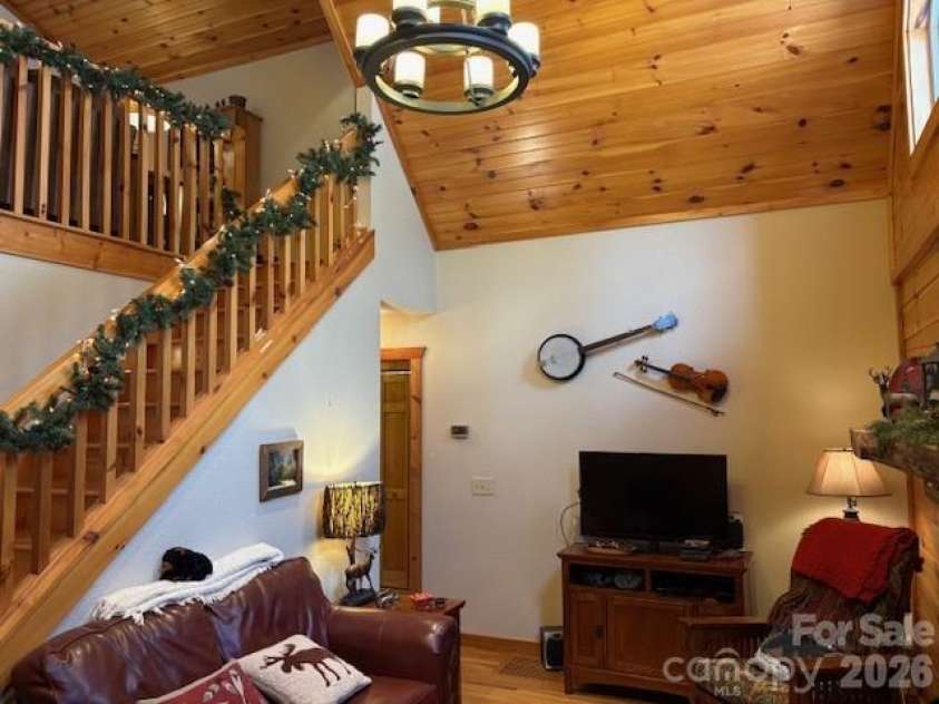 399 Bent Tree Road, Maggie Valley, NC 28751.  MLS# CAR4359236, YatesRealty ID 7738. Living room; back side