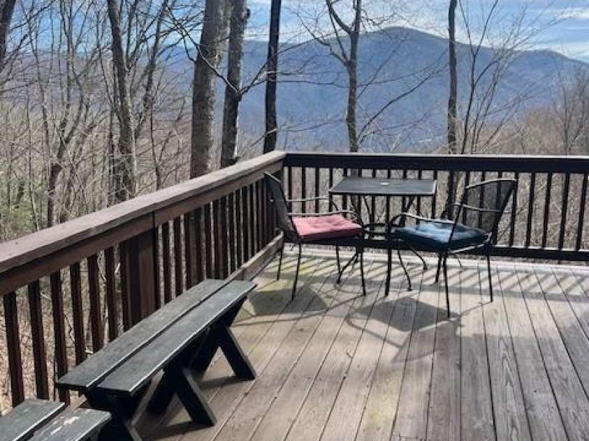 399 Bent Tree Road, Maggie Valley, NC 28751.  MLS# CAR4359236, YatesRealty ID 7738. Open deck on far side is 10' deep