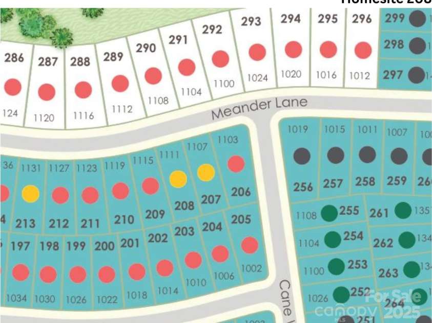 1111 Meander Lane, Waxhaw, NC 28173.  MLS# CAR4251032, YatesRealty ID 7783. Homesite 208