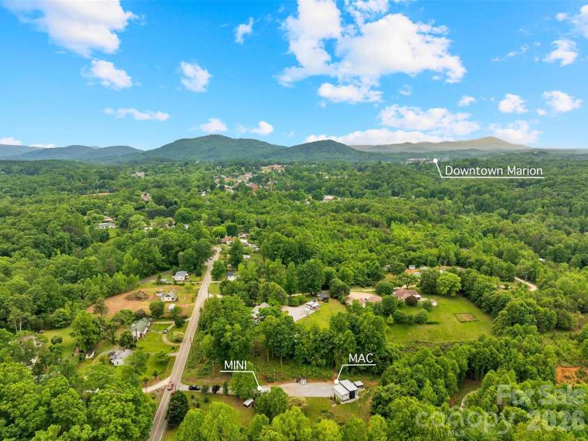 787 Ridge Road, Marion, NC 28752.  MLS# CAR4364254, YatesRealty ID 7790. MAC + MINI Overhead Drone View