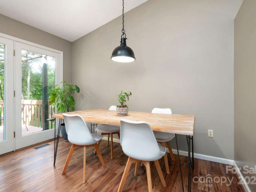 101 Timberleaf Court, Fletcher, NC 28732.  MLS# CAR4294041, YatesRealty ID 7866. Dining area with new lighting