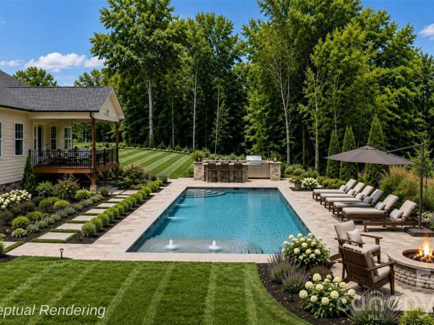 121 Juniper Road, Mooresville, NC 28115.  MLS# CAR4403335, YatesRealty ID 7912. Pool Rendering in Backyard