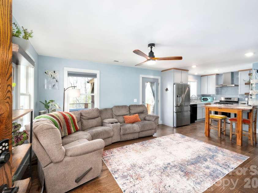 132 Peaceful View Drive, Fairview, NC 28730.  MLS# CAR4363151, YatesRealty ID 7917. Open living kitchen layout