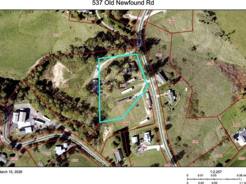 537 Old Newfound Road, Leicester, NC 28748.  MLS# CAR4363729, YatesRealty ID 7934. BC Aerial