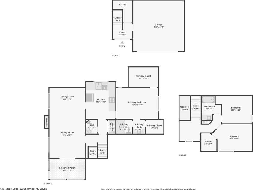 126 Pasco Loop, Waynesville, NC 28785.  MLS# CAR4301663, YatesRealty ID 8018. Combined floor plan
