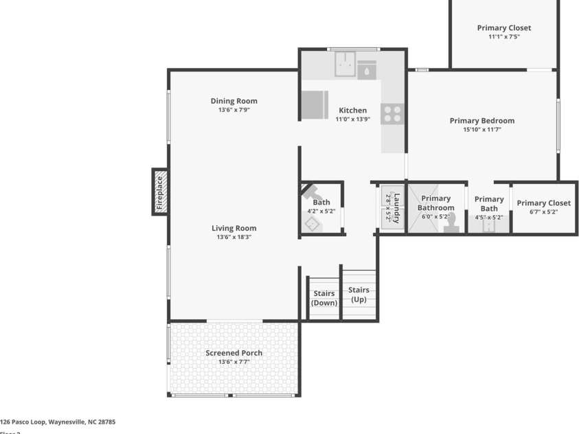 126 Pasco Loop, Waynesville, NC 28785.  MLS# CAR4301663, YatesRealty ID 8018. Main floor - floor plan