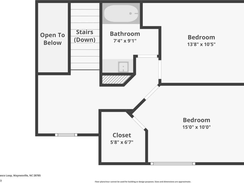 126 Pasco Loop, Waynesville, NC 28785.  MLS# CAR4301663, YatesRealty ID 8018. Upstairs floor plan