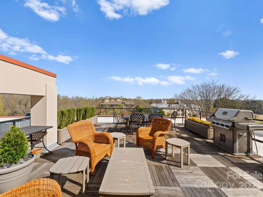 2445 Selwyn Avenue, Charlotte, NC 28209.  MLS# CAR4234376, YatesRealty ID 8039. 5th floor terrace overing looking Myers Park
