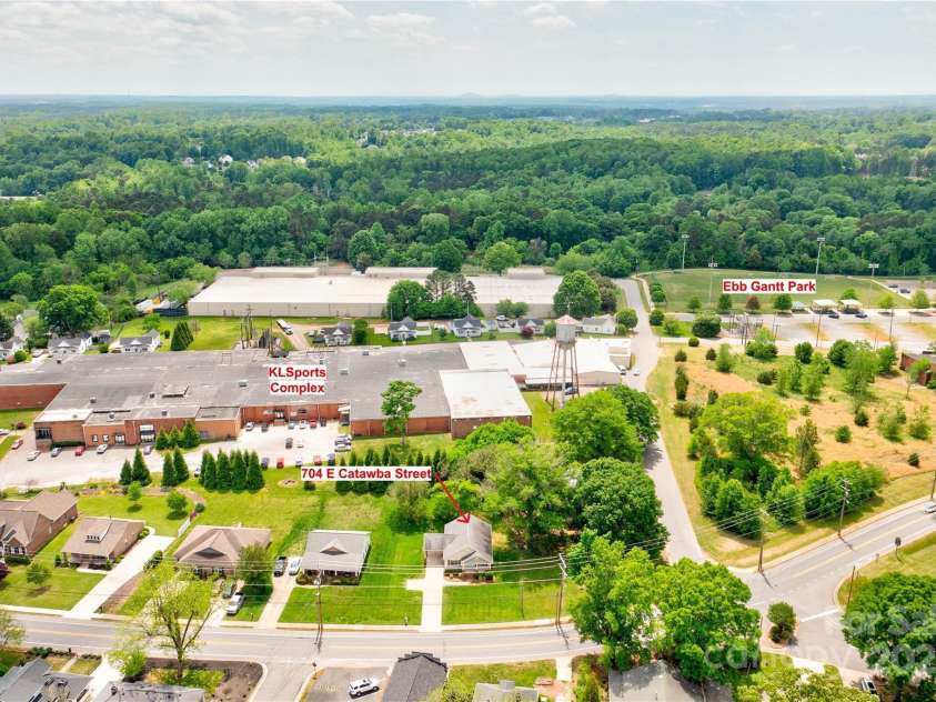 704 Catawba Street, Belmont, NC 28012.  MLS# CAR4249281, YatesRealty ID 8057. Aerial view - looking south