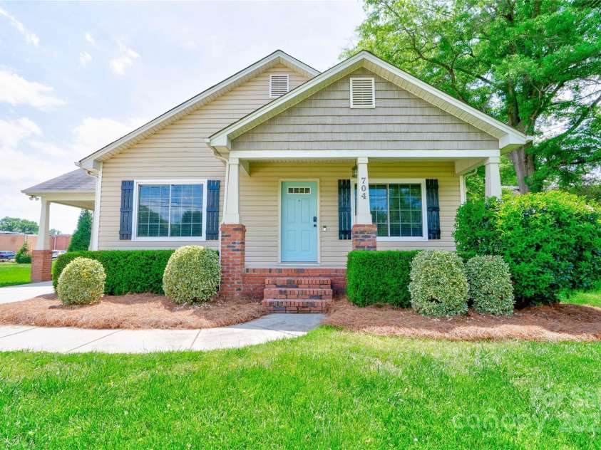 704 Catawba Street, Belmont, NC 28012.  MLS# CAR4249281, YatesRealty ID 8057. Front of home, covered front porch