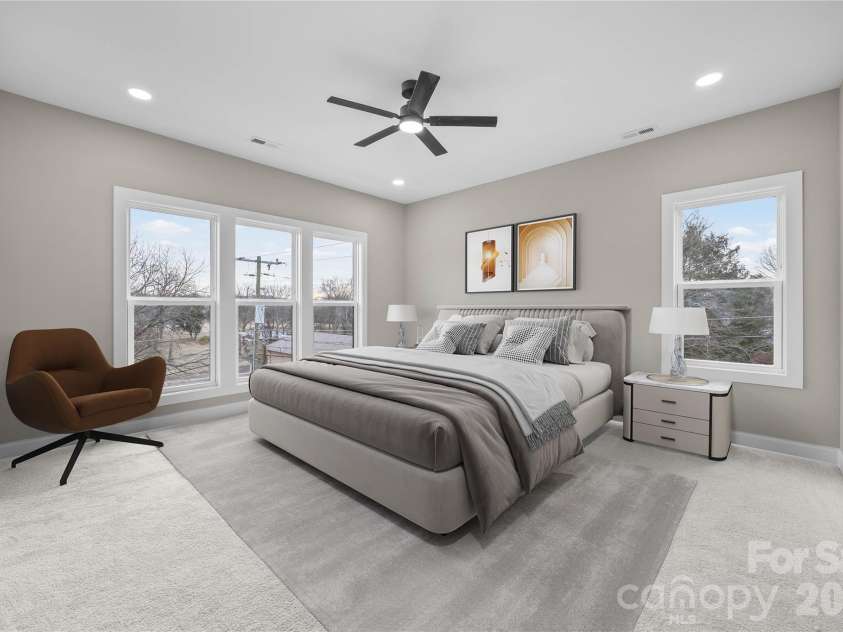 401 Lee Street, Mount Holly, NC 28120.  MLS# CAR4341029, YatesRealty ID 8060. Primary Bedroom Virtually Staged