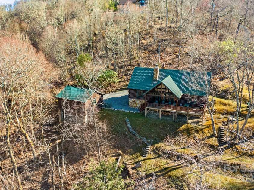 106 Dandelion Lane, Banner Elk, NC 28604.  MLS# CAR4250009, YatesRealty ID 8078. Drone View of Front of the Property
