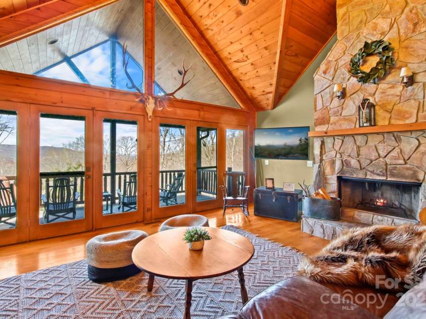 106 Dandelion Lane, Banner Elk, NC 28604.  MLS# CAR4250009, YatesRealty ID 8078. Great Room with Wood Burning Fireplace