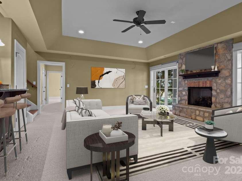 8034 Bay Pointe Drive, Denver, NC 28037.  MLS# CAR4223760, YatesRealty ID 8094. Basement family room.