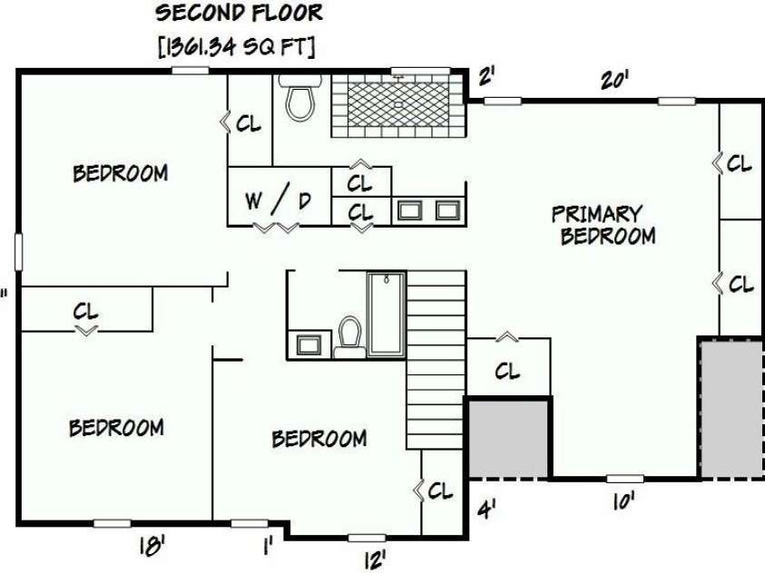 2586 Henry Falls Drive, Hickory, NC 28602.  MLS# CAR4365089, YatesRealty ID 8126. 2nd Level Floor Plan