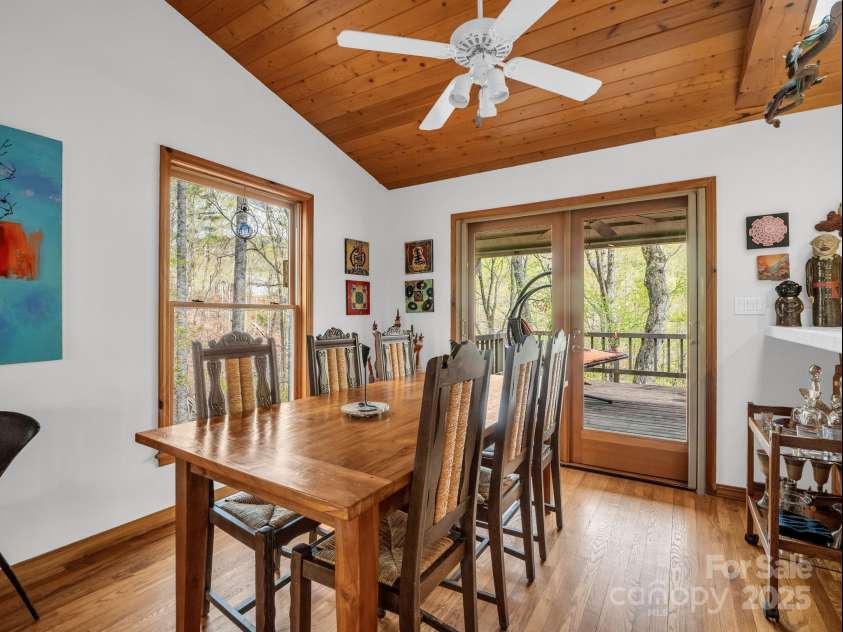 780 Rixhaven Drive, Saluda, NC 28773.  MLS# CAR4246411, YatesRealty ID 8140. Dining Area with Acess to Rear Deck
