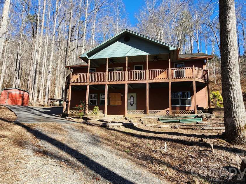 115 Old Camptown Drive, Hayesville, NC 28904.  MLS# CAR4337548, YatesRealty ID 8218. House sits at the top of 5.6 acre tract