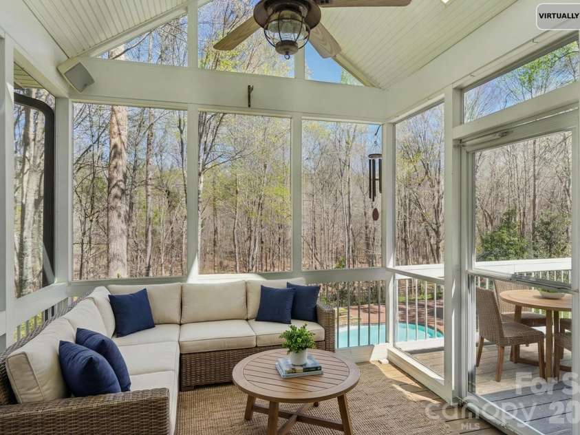 5420 Ashbury Lane, Davidson, NC 28036.  MLS# CAR4328115, YatesRealty ID 8229. Screened Porch - Virtually Staged