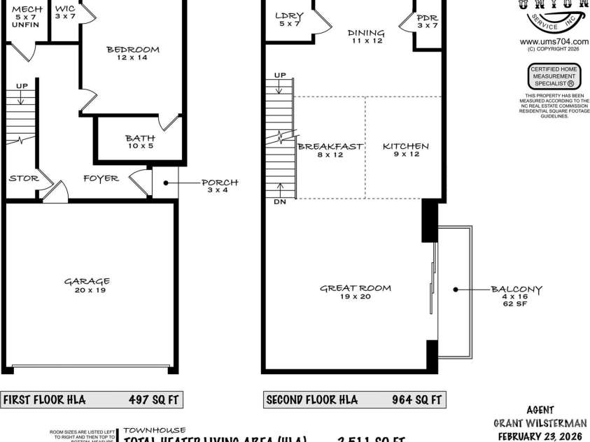 1602 Julia Maulden Place, Charlotte, NC 28206.  MLS# CAR4356693, YatesRealty ID 8256. Floor plan bottom level and main floor