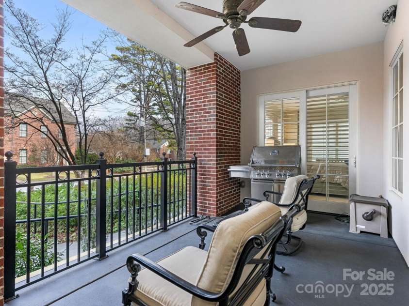 2223 Croydon Road, Charlotte, NC 28207.  MLS# CAR4218044, YatesRealty ID 8281. Covered Balcony off Living Room & Primary Bedroom