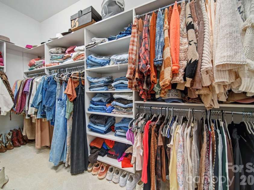 1296 Ben Black Road, Midland, NC 28107.  MLS# CAR4349291, YatesRealty ID 8300. Large walking closet with shelving
