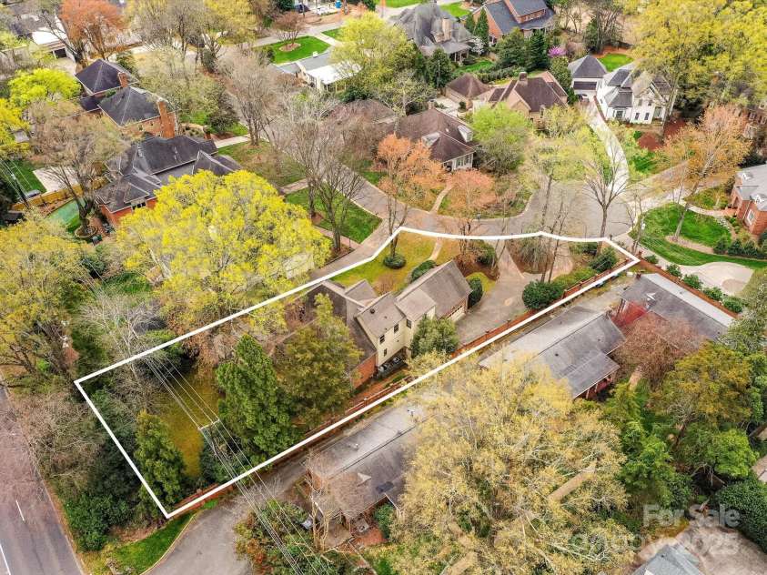 2411 Calais Place, Charlotte, NC 28211.  MLS# CAR4231832, YatesRealty ID 8335. Aerial lot view