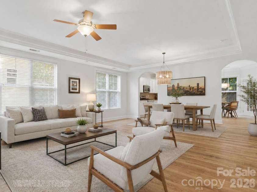 1022 Fleming Lane, Matthews, NC 28104.  MLS# CAR4375800, YatesRealty ID 8336. Virtually staged great room
