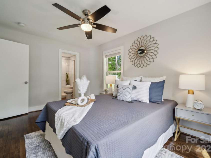 3725 Dunwoody Drive, Charlotte, NC 28215.  MLS# CAR4245588, YatesRealty ID 8389. Primary bedroom with updated ensuite bathroom
