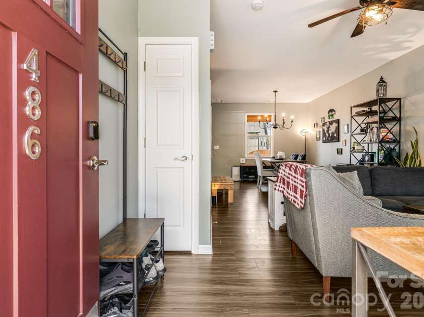 486 Cardwell Lane, Fletcher, NC 28732.  MLS# CAR4360446, YatesRealty ID 8403. Front door
