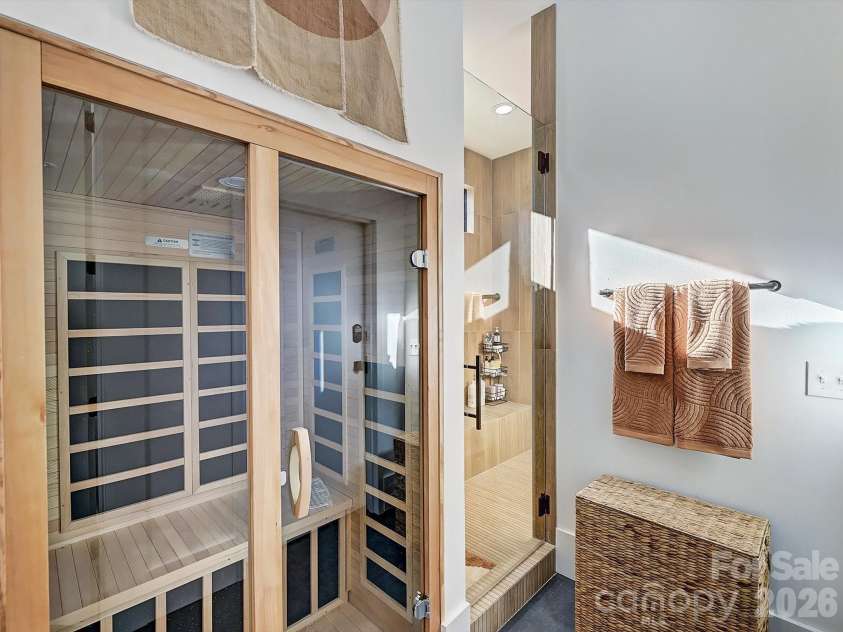 1525 Shinnville Road, Cleveland, NC 27013.  MLS# CAR4376397, YatesRealty ID 860. Primary Bathroom featuring Sauna