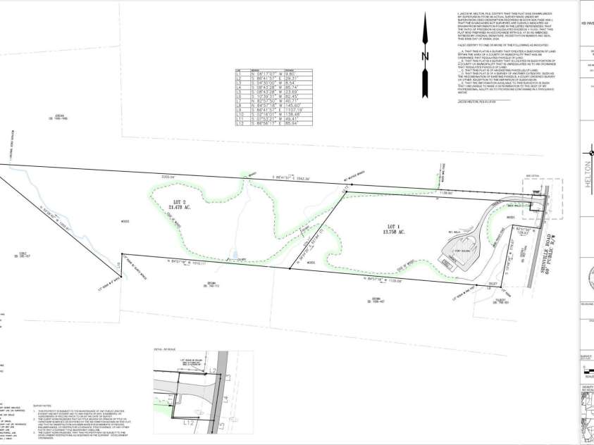 1525 Shinnville Road, Cleveland, NC 27013.  MLS# CAR4376397, YatesRealty ID 860. Proposed subdivision survey.