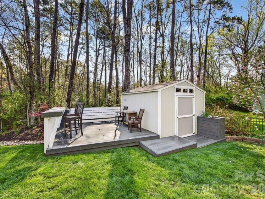 508 Beaty Street, Davidson, NC 28036.  MLS# CAR4344372, YatesRealty ID 8614. Deck and shed in the backyard