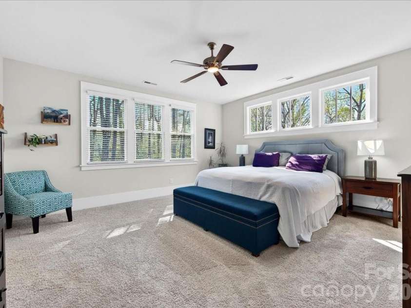 508 Beaty Street, Davidson, NC 28036.  MLS# CAR4344372, YatesRealty ID 8614. Large primary bedroom on the second level with pretty windows