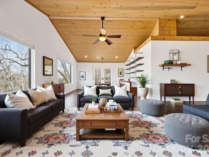 373 Fox Trace Drive, Sylva, NC 28779.  MLS# CAR4359782, YatesRealty ID 8633. Virtual Staging - Living Room