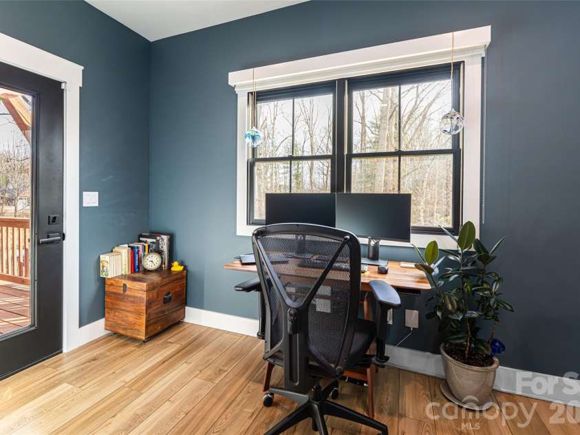 13 Cambridge Drive, Candler, NC 28715.  MLS# CAR4343251, YatesRealty ID 8656. Main-Level Office with Private Deck Acces