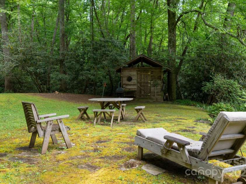 552 Avery Creek, Arden, NC 28704.  MLS# CAR4162380, YatesRealty ID 8706. Garden Area and Shed Behind Home